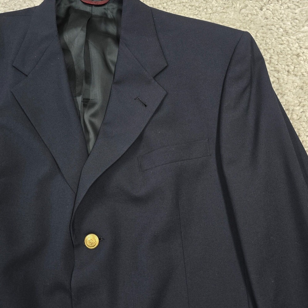 Hart Schaffner Marx Mens Wool Blazer 42L 3 Button Navy Business Formal - Picture 3 of 16